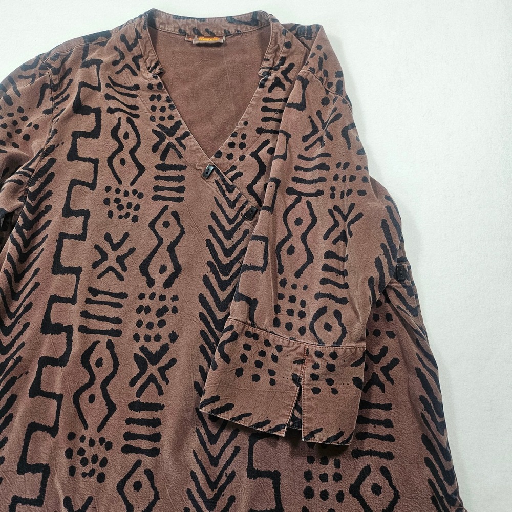 Tianello Soul of Africa Vintage Tribal Print Tencel Rayon Tunic  made in USA Med - Picture 7 of 11